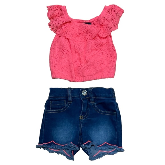 Limited Too Other - Limited Too Baby Girls’ Hot Pink Lace Top and Frill Shorts Summer Outfit